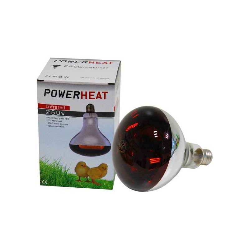 Ampoule infrarouge R125 250W Rouge - Powerheat Ampoule infrarouge R125 250W Rouge - Powerheat
