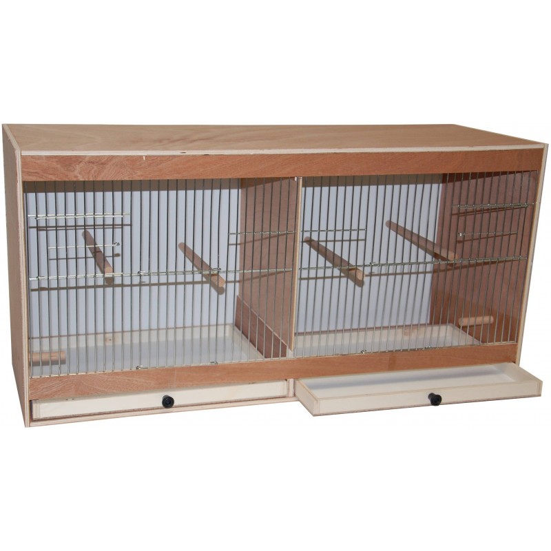 Cage d'élevage en bois 2 compartiments 80x30x40cm Cage d'élevage en bois 2 compartiments 80x30x40cm