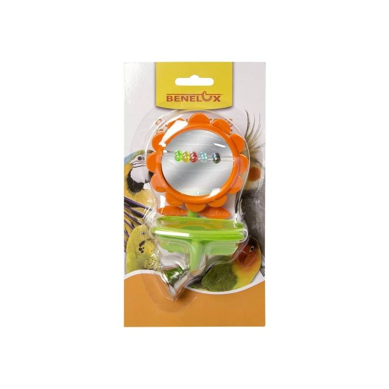Miroir fleur en plastique avec cloche et mangeoire Miroir fleur en plastique avec cloche et mangeoire