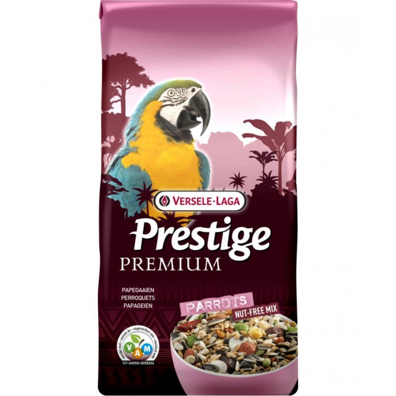 Prestige Premium Perroquets sans Noix 15kg - Mélange de graines enrichi en granulés VAM 421915 Prestige 34,45 € Ornibird