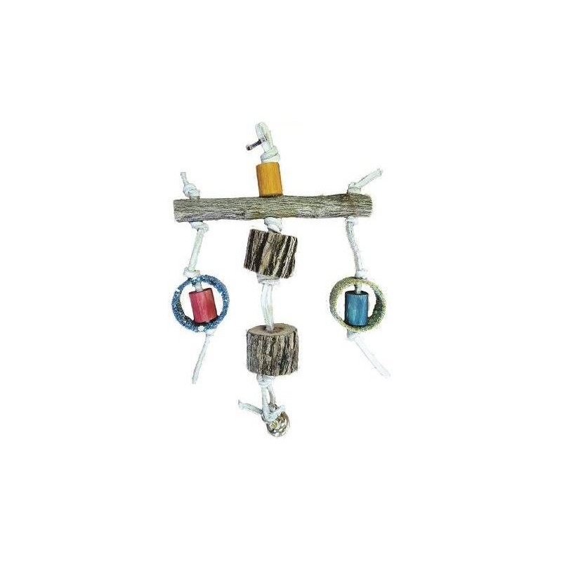 Jouet Sekelbos forme T avec cuir perroquet 34cm