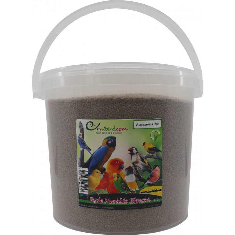 Perle Morbide Blanche seau de 3kg - Ornitalia Perle Morbide Blanche seau de 3kg - Ornitalia