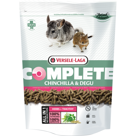 Complete Chinchilla & Degu 500gr - Croquettes riches en fibres pour chinchillas et dègues à 5,40 € - Versele-Laga - 461255 - ...