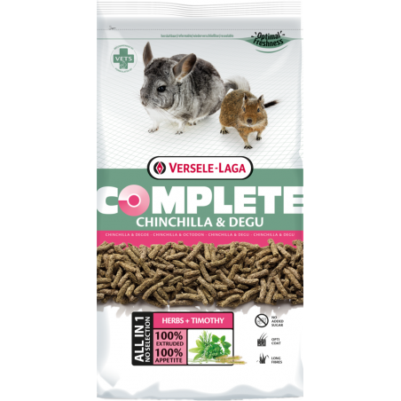 Complete Chinchilla et Degu 8kg - Croquettes riches en fibres pour chinchillas et dègues à 48,30 € - Versele-Laga - 461524 - ...