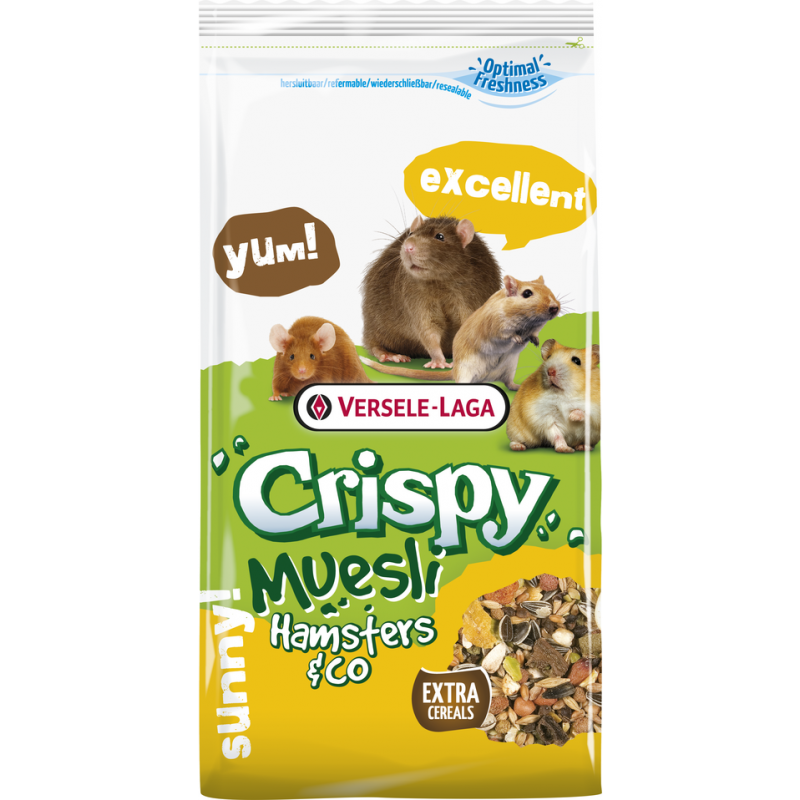 Crispy Muesli - Hamsters & Co 20kg - Mélange riche en protéines pour hamsters, gerbilles, rats & souris Crispy Muesli - Hamsters & Co 20kg - Mélange riche en protéines pour hamsters, gerbilles, rats & souris