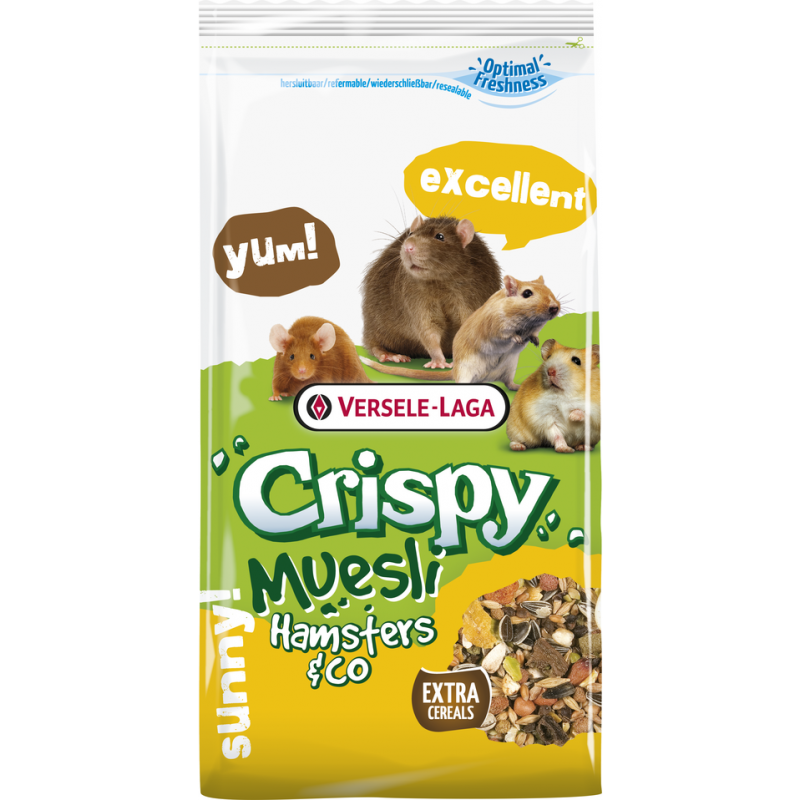 Crispy Muesli - Hamsters & Co 2,75kg - Mélange riche en protéines pour hamsters, gerbilles, rats & souris 461722 Versele-Laga...