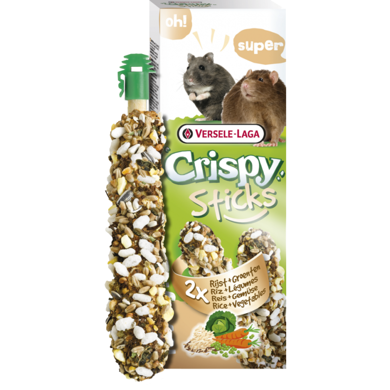 Crispy Sticks Hamsters-Rats Riz & Légumes 2 pcs 110gr - Sticks à ronger cuits au four 462068 Versele-Laga 2,95 € Ornibird