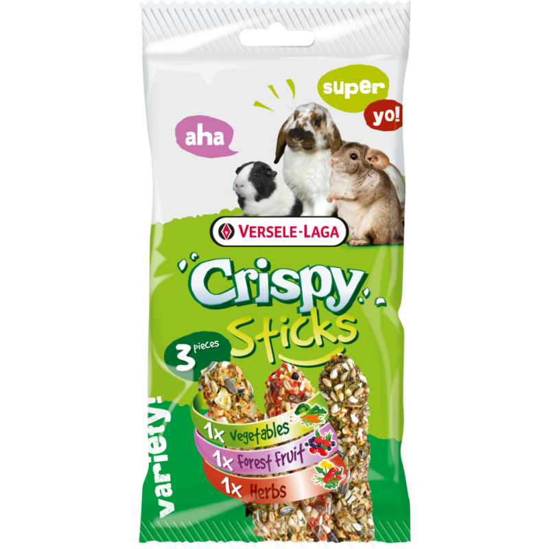 Crispy Sticks Herbivores Triple Variety Pack 165gr - Sticks à ronger cuits au four - trois goûts différents Crispy Sticks Herbivores Triple Variety Pack 165gr - Sticks à ronger cuits au four - trois goûts différents