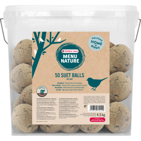 Menu Nature 50 suet balls NO net 4,5kg - Boule mésanges - aliment d'hiver gras (sans filet, sans plastique, dans seau) à 15,5...