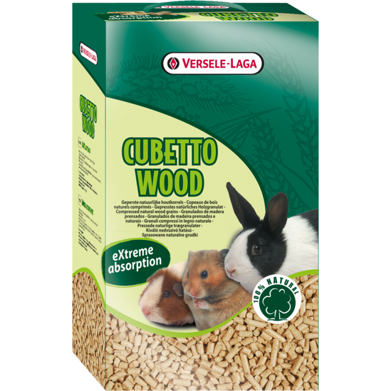 Versele-Laga Cubetto Wood 12 l 7kg - Granulés pressés de bois naturel Versele-Laga Cubetto Wood 12 l 7kg - Granulés pressés de bois naturel