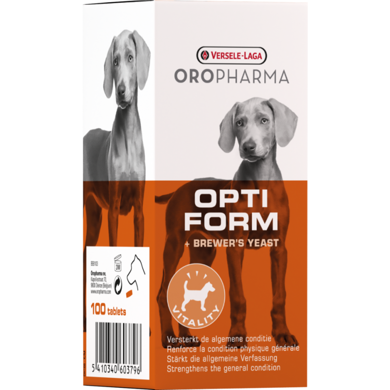 Oropharma Opti Form 100 tablettes - Supplément alimentaire à la levure de bière naturelle - chiens Oropharma Opti Form 100 tablettes - Supplément alimentaire à la levure de bière naturelle - chiens