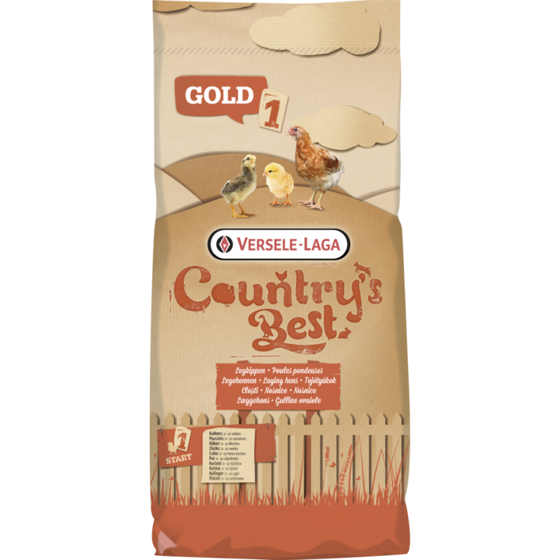 Country's Best GOLD 1 Crumble 20kg - Miettes démarrage, 10 premières semaines, avec coccidiostatique 451006 Versele-Laga 15,0...