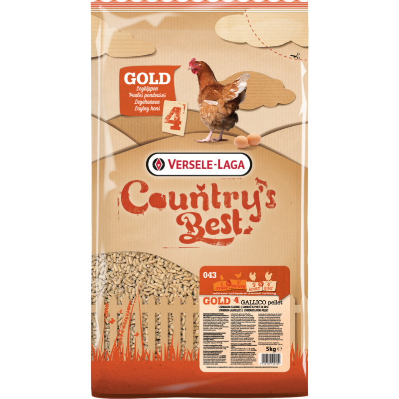 Country's Best GOLD 4 GALLICO Pellet 5kg - Granulé de ponte standard à partir du premier oeuf Country's Best GOLD 4 GALLICO Pellet 5kg - Granulé de ponte standard à partir du premier oeuf