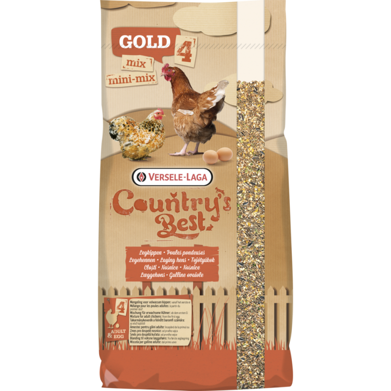 Country's Best GOLD 4 MINI Mix 20kg - Mélange de céréales avec granulé de ponte 2 mm, poules naines Country's Best GOLD 4 MINI Mix 20kg - Mélange de céréales avec granulé de ponte 2 mm, poules naines
