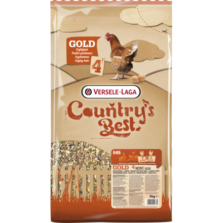Country's Best GOLD 4 MINI Mix 5kg - Mélange de céréales avec granulé de ponte 2 mm, poules naines à 5,35 € - Versele-Laga - ...