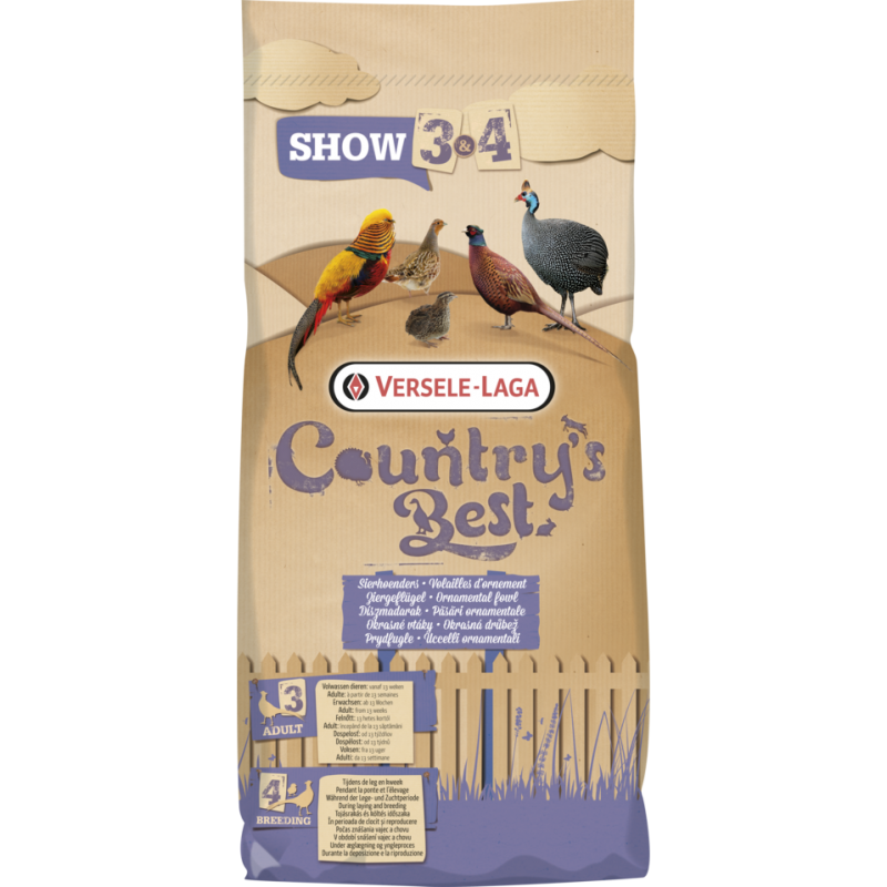Country's Best SHOW 4 Pellet 20kg - Granulé (2mm) d'élevage pendant la ponte et l'élevage 451030 Versele-Laga 16,00 € Ornibird