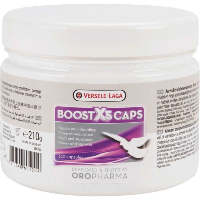 Oropharma Boost X5 Caps 350 capsules - Mélange énergétique, support des muscles en capsules - pigeons