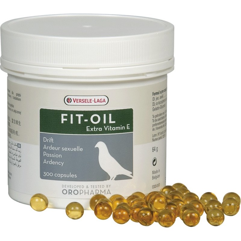 Oropharma Fit-Oil 300 capsules - Capsules d'huile de foie de morue avec de la vitamine E - pigeons 460082 Versele-Laga 16,40 ...