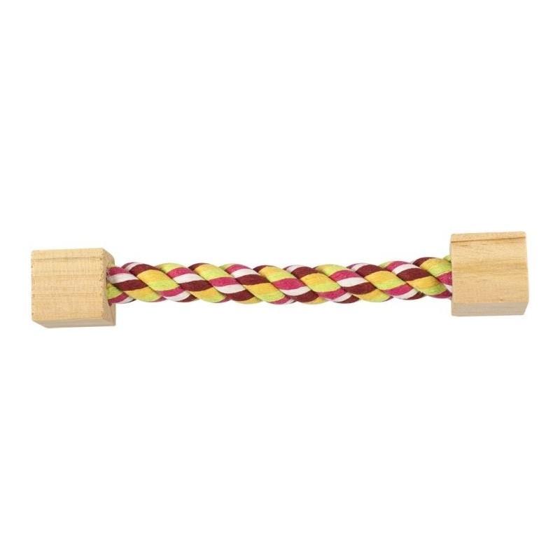 Playing Rope With Wooden blocks 3x3x20cm - Duvo+ Playing Rope With Wooden blocks 3x3x20cm - Duvo+
