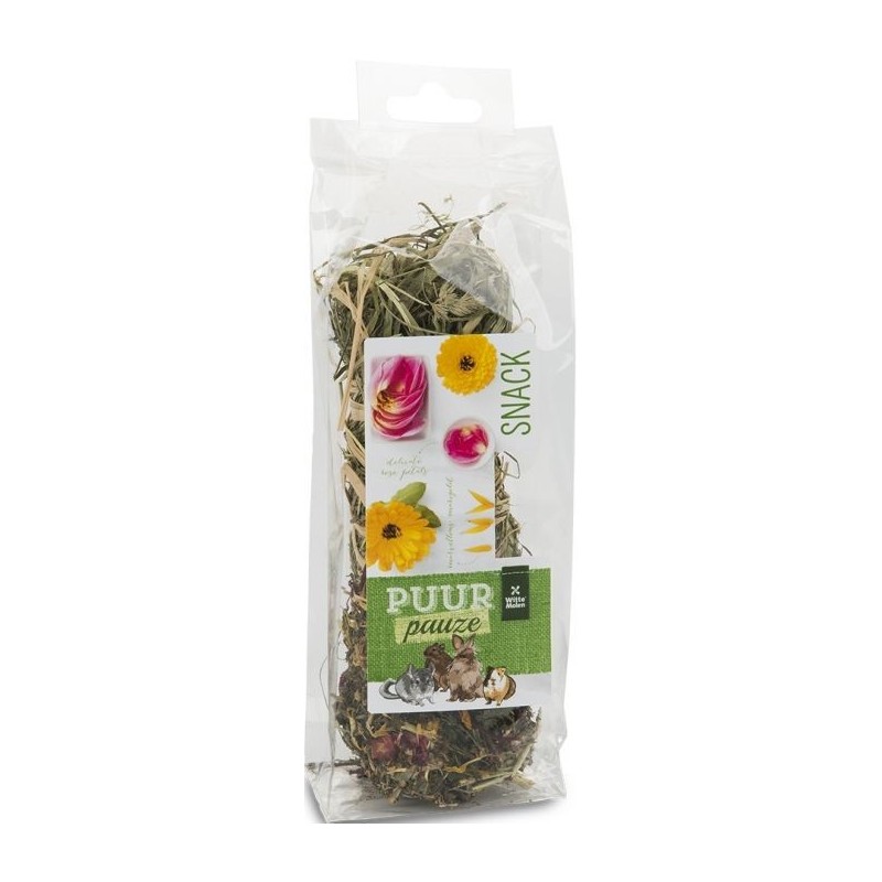 Puur Pauze Barre de foin soucis & rose 70gr - Witte Molen Puur Pauze Barre de foin soucis & rose 70gr - Witte Molen
