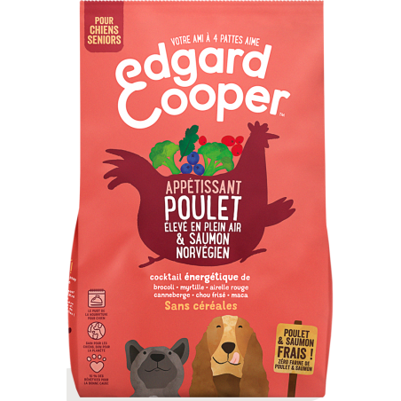 Croquettes Senior Poulet frais élevé en plein air & Saumon norvégien 12kg - Edgard & Cooper à 84,00 € - Edgard & Cooper - 948...