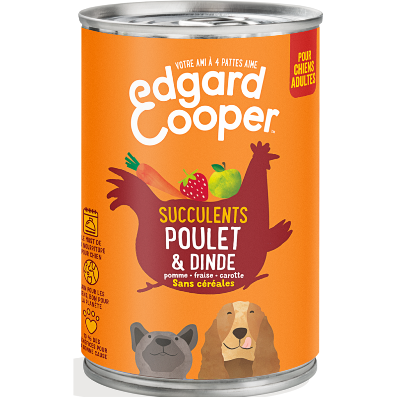 Boîtes Adult Poulet & Dinde 400gr - Edgard & Cooper 85300 Edgard & Cooper 3,90 € Ornibird
