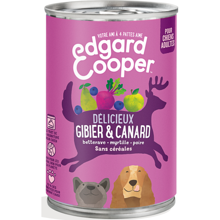 Boîtes Adult Gibier & Canard 400gr - Edgard & Cooper à 3,90 € - Edgard & Cooper - 9485331 - Edgard & Cooper