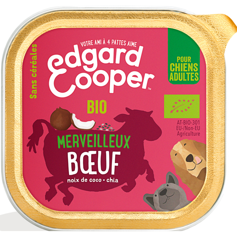 Barquette Adult Boeuf bio 100gr - Edgard & Cooper Barquette Adult Boeuf bio 100gr - Edgard & Cooper
