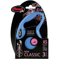 Laisse enrouleur corde chien New Classic Flexi XS bleu 3m