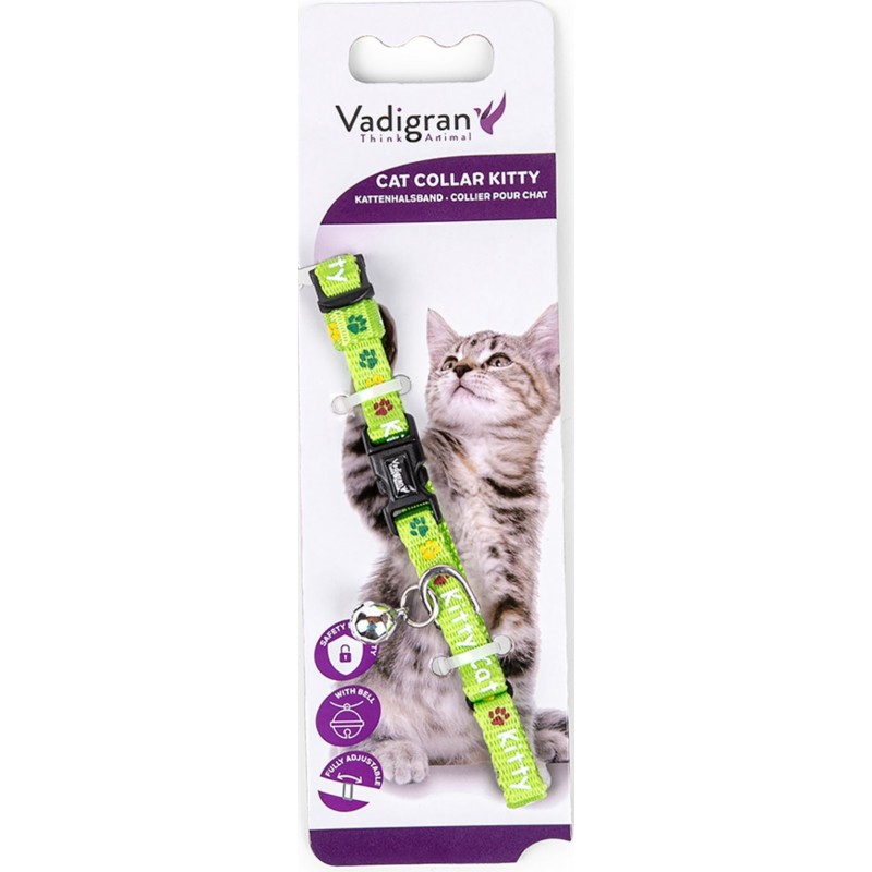 Collier chat Kitty Cat Vert 16-25cmx8mm - Vadigran