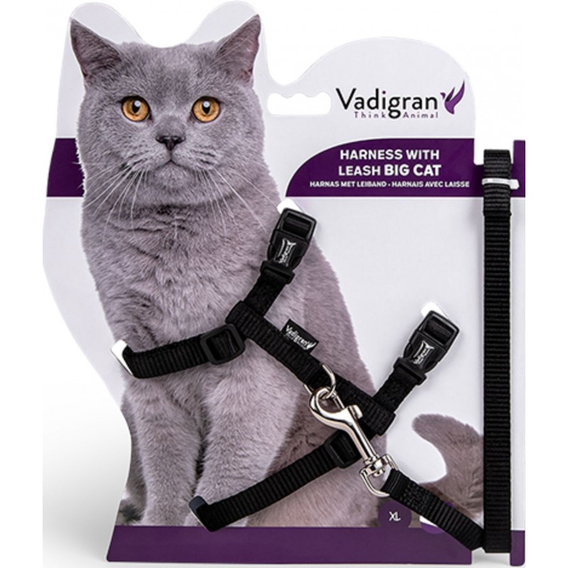 Harnais+Laisse Grand Chat Noir 34/57cm+120cm - Vadigran 16606 Vadigran 12,95 € Ornibird