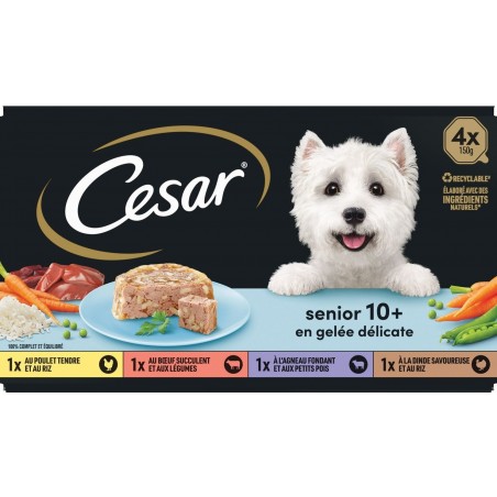 Senior 10+ en gelée délicate 4x150gr - Cesar à 7,10 € - Cesar - 361262 - Cesar