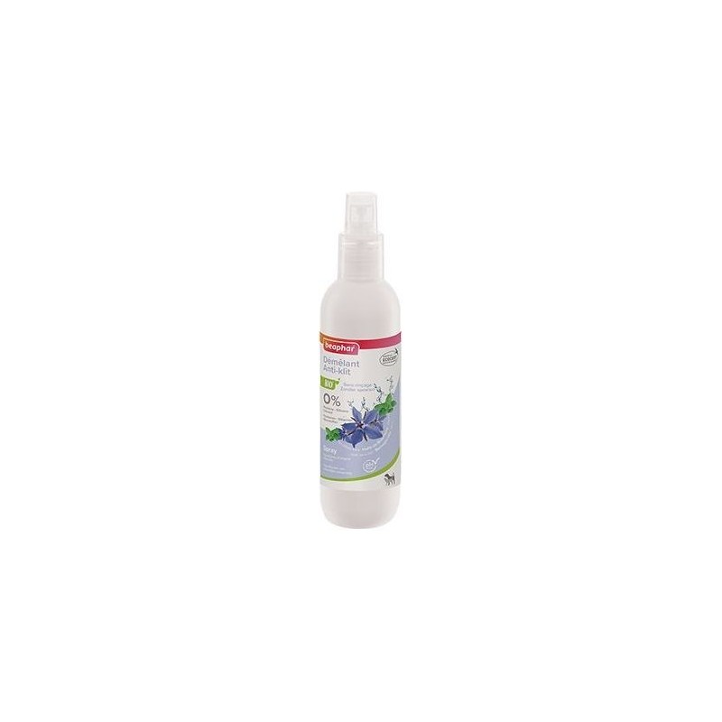 Spray démêlant Bio pour chien et chat à base d'Aloe Vera Bio, d'huile de Bourrache Bio et de Menthe Bio 200ml - Beaphar 17375...