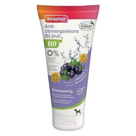 Shampoing anti-démangeaisons Bio pour chien 200ml à base d'Aloe Vera Bio, de Millepertuis Bio et de Cassis - Beaphar à 11,95 ...