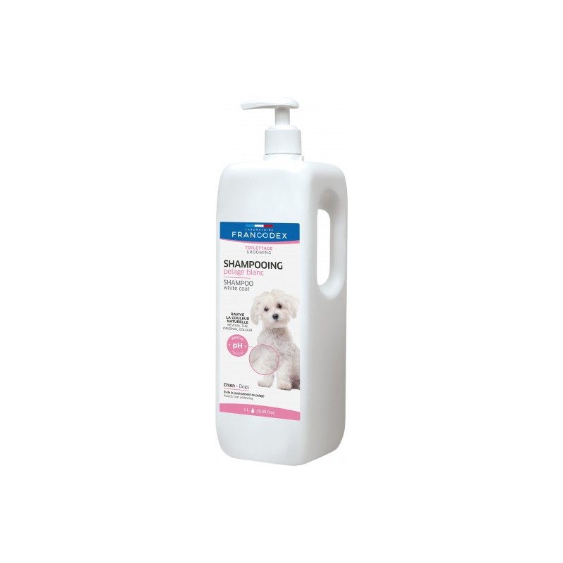 Shampooing Pelage Blanc pour chiens 1L - Francodex Shampooing Pelage Blanc pour chiens 1L - Francodex