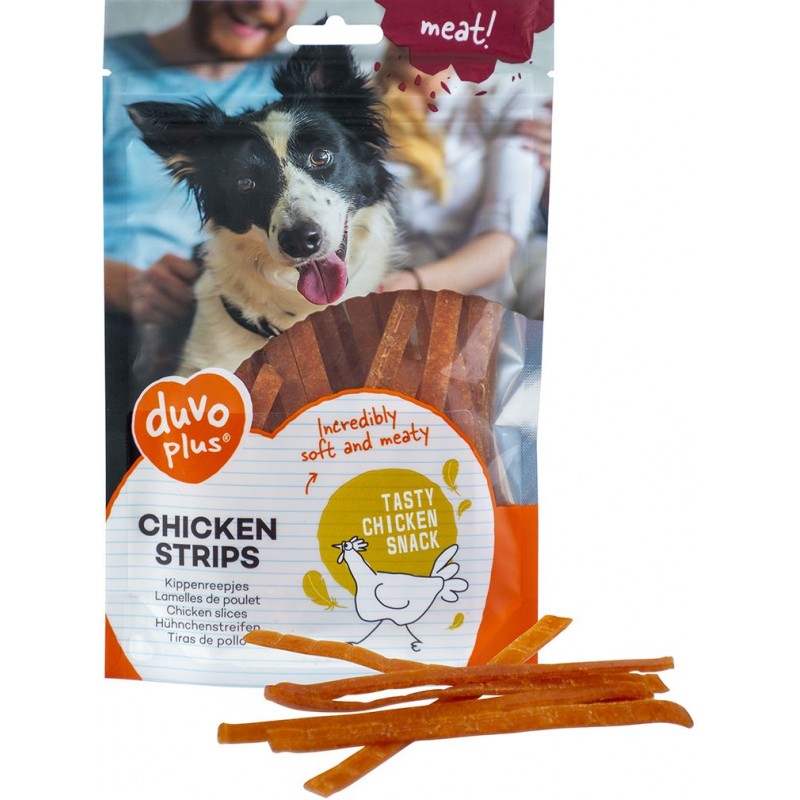 Strips de poulet 80gr +/-24st - Duvo+ Strips de poulet 80gr +/-24st - Duvo+