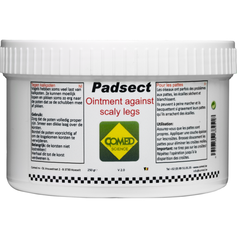 Padsect, pommade contre les pattes croûteuses 250gr - Comed 88914 Comed 50,90 € Ornibird