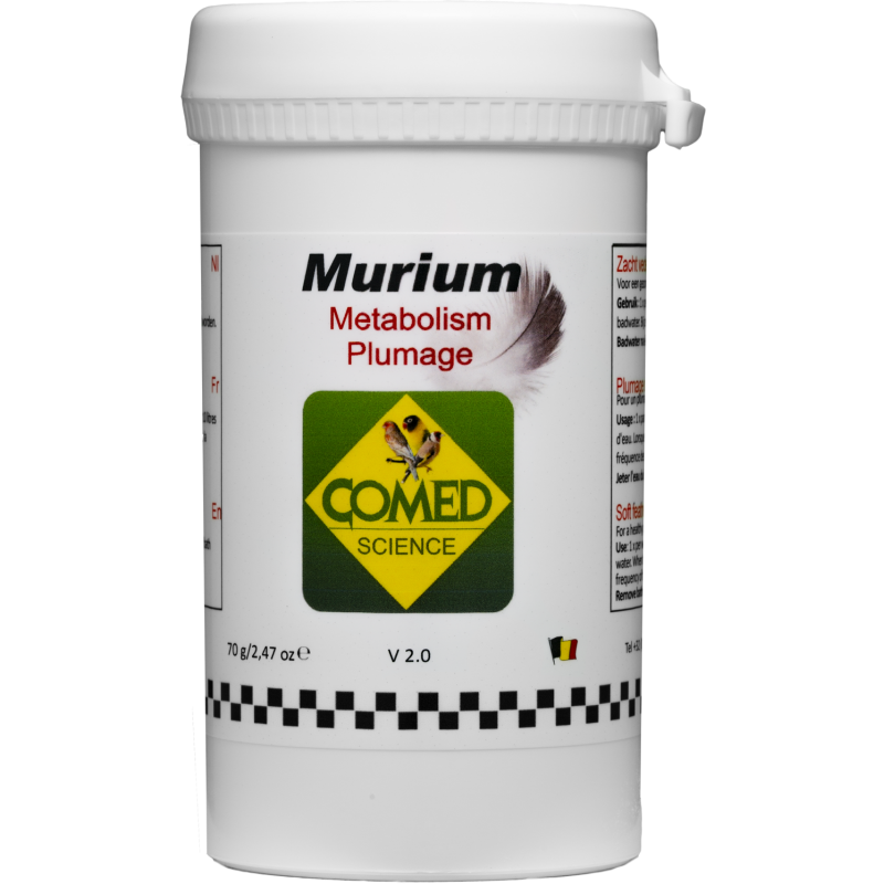 Murium Bird, aide à la croissance des plumes et prévient les mues difficiles 70gr - Comed