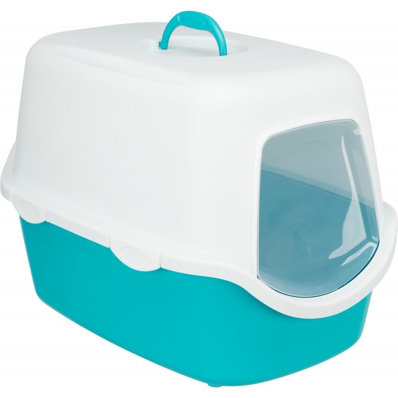 Bac à litière Vico, avec couvercle Turquoise/Blanc 40x40x56cm - Trixie