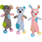 Hug Doudou avec 2 anneaux de dentition 33cm divers coloris - Jack and Vanilla