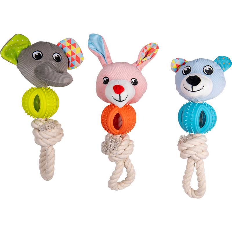 Hug Doudou avec corde et balle de dentition 26cm divers coloris - Jack and Vanilla