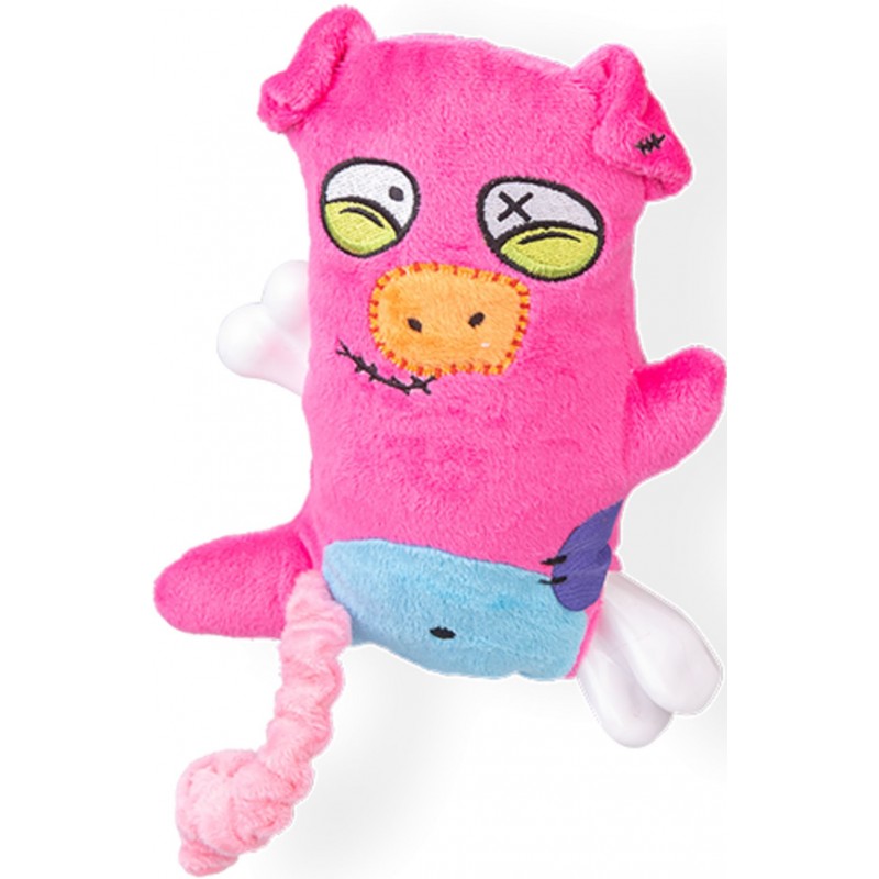 Jouet chien Scary cochon avec os 17,5cm - Vadigran