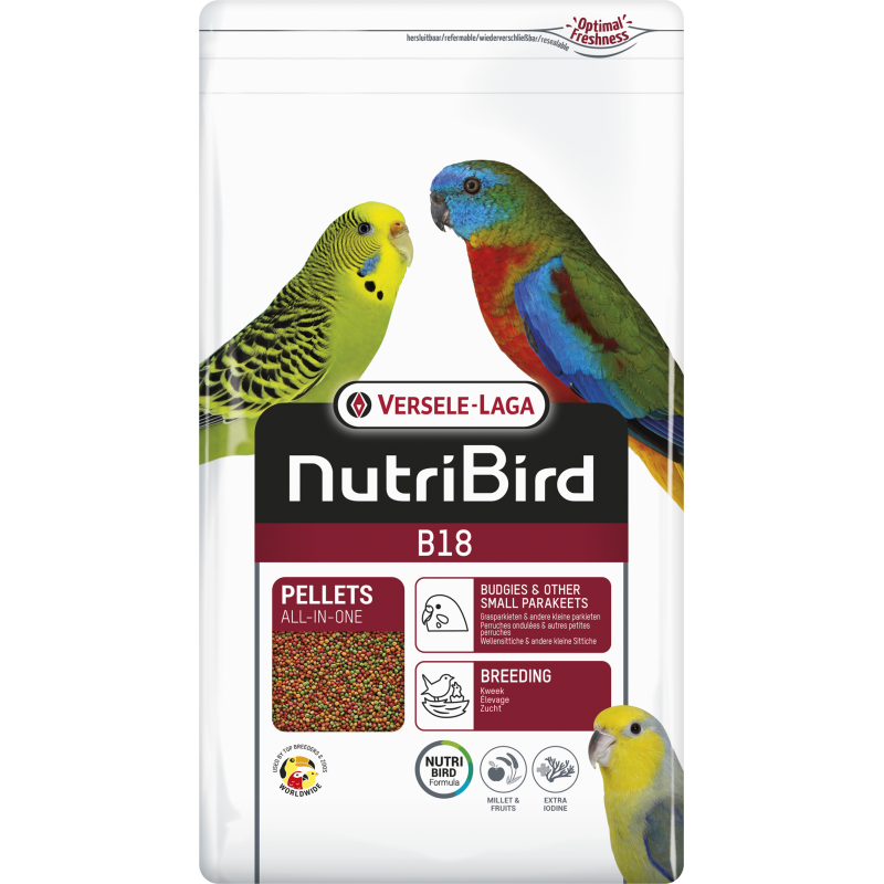 B18 Granulés extrudés - aliment d'élevage pour perruches ondulées et autres petites perruches 3kg - Nutribird B18 Granulés extrudés - aliment d'élevage pour perruches ondulées et autres petites perruches 3kg - Nutribird