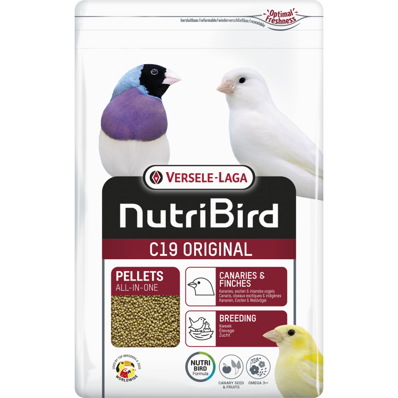 C19 Original Granulés extrudés - aliment d'élevage pour canaris, oiseaux exotiques et indigènes 3kg - Nutribird 422108 Nutrib...