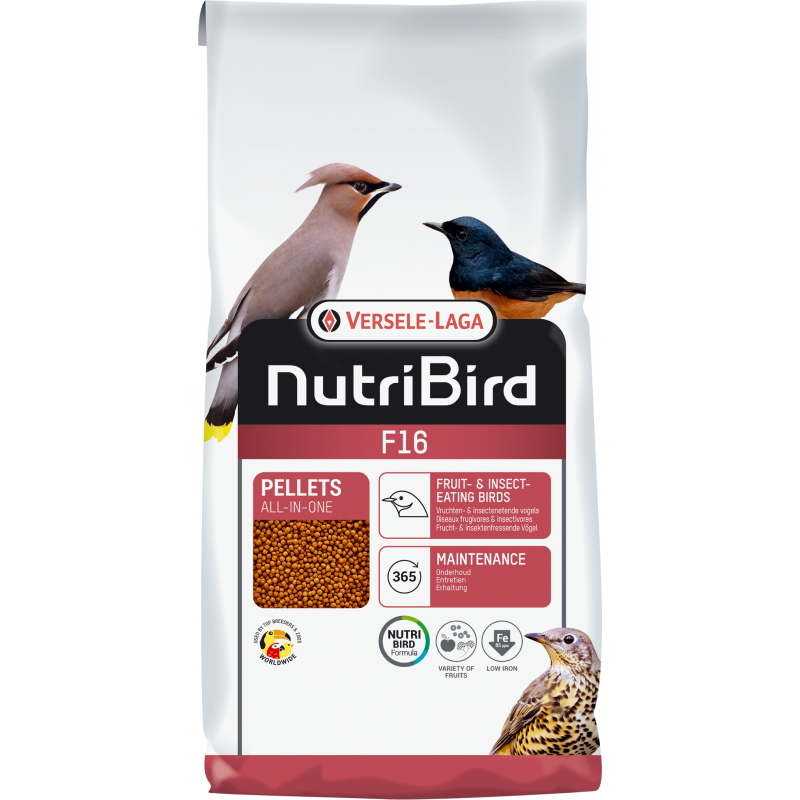 F16 Granulés extrudés - aliment d'entretien pour oiseaux frugivores et insectivores 10kg - Nutribird F16 Granulés extrudés - aliment d'entretien pour oiseaux frugivores et insectivores 10kg - Nutribird