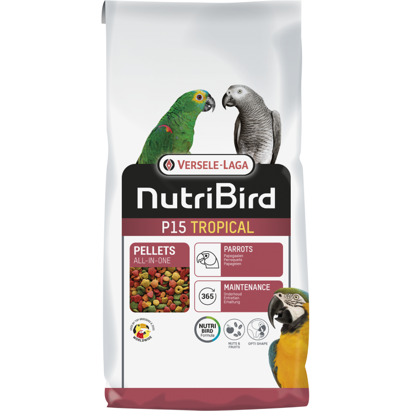 P15 Tropical Granulés extrudés - aliment d'entretien pour perroquets 10kg - Nutribird P15 Tropical Granulés extrudés - aliment d'entretien pour perroquets 10kg - Nutribird
