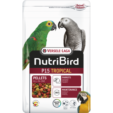P15 Tropical Granulés extrudés - aliment d'entretien pour perroquets 1kg - Nutribird à 11,30 € - Nutribird - 422128 - Nutribird
