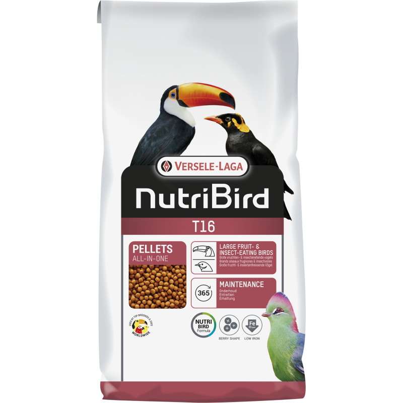 T16 Granulés extrudés - aliment d'entretien pour grands oiseaux frugivores et insectivores 10kg - Nutribird 422135 Nutribird ...
