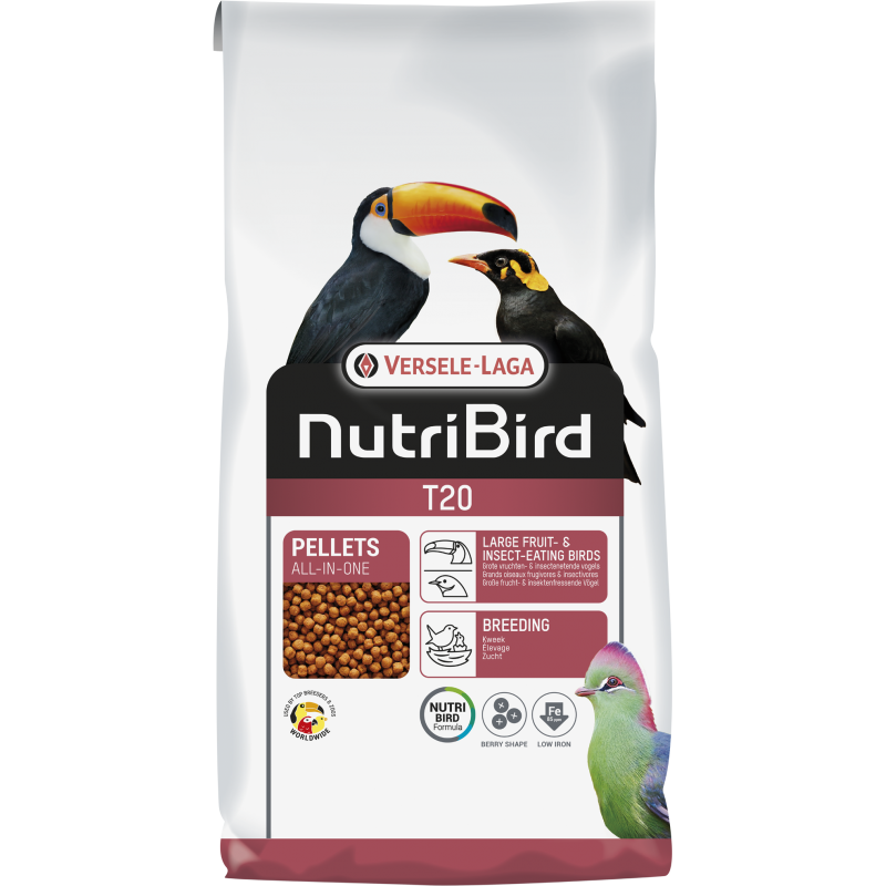 T20 Granulés extrudés - aliment d'élevage pour grands oiseaux frugivores et insectivores 10kg - Nutribird T20 Granulés extrudés - aliment d'élevage pour grands oiseaux frugivores et insectivores 10kg - Nutribird