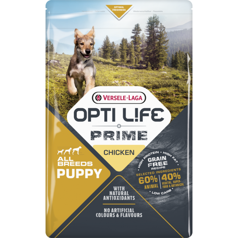 Prime Puppy All breeds sans céréales au poulet 2,5kg - Opti Life